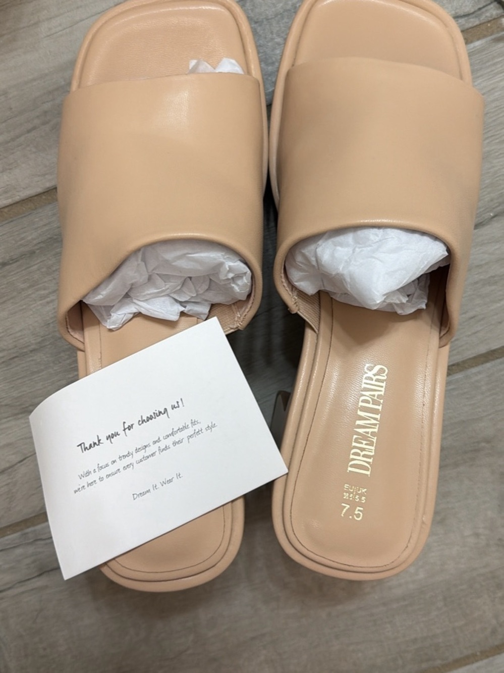 Dream Pairs Beige Slide Mules